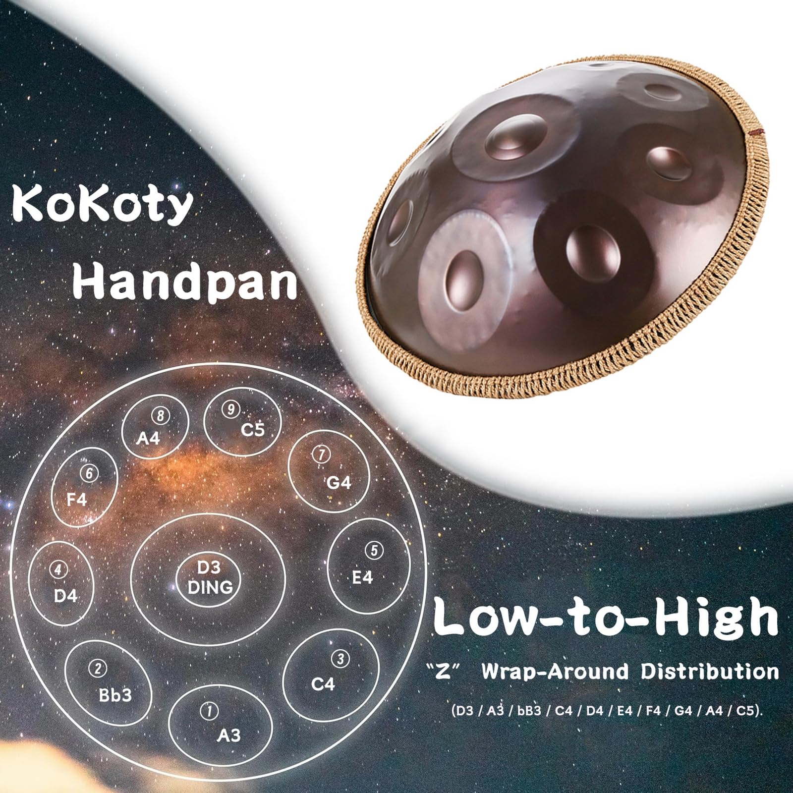 Amazon | ハンドパン 9音/10音/12音 楽器 KoKoty Handpan Drum ニ短調